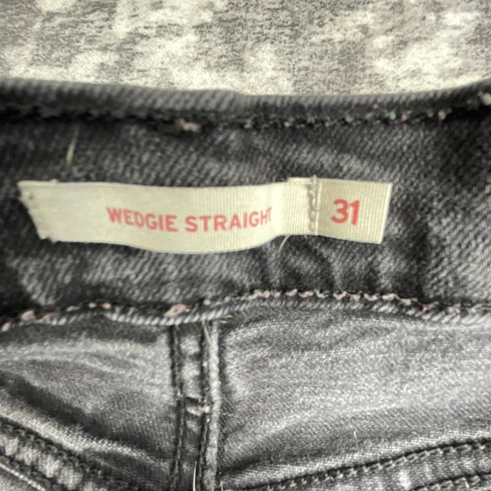 Levi's Mens 31x28 Wedgie Straight Black Denim Jeans Casual Minimalist Faded